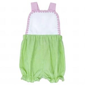 NEW LULLABY SET girls bubble onesies in green stripe